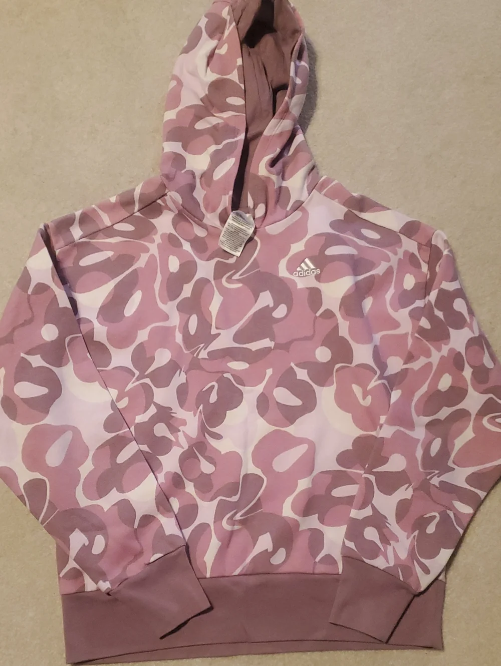 adidas Kids Pink Camo Hooded Pullover